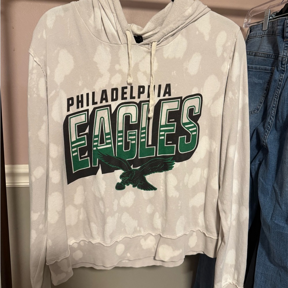 Junk Food Clothing Philadelphia Eagles White & Green Tie-Dye Hoodie